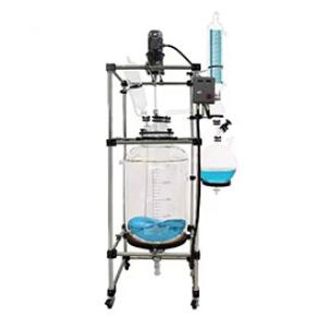 250L Laboratory chemical high borosilicate cylindrical dual layer jacketed glass reactor turnkey system reactor light glasses